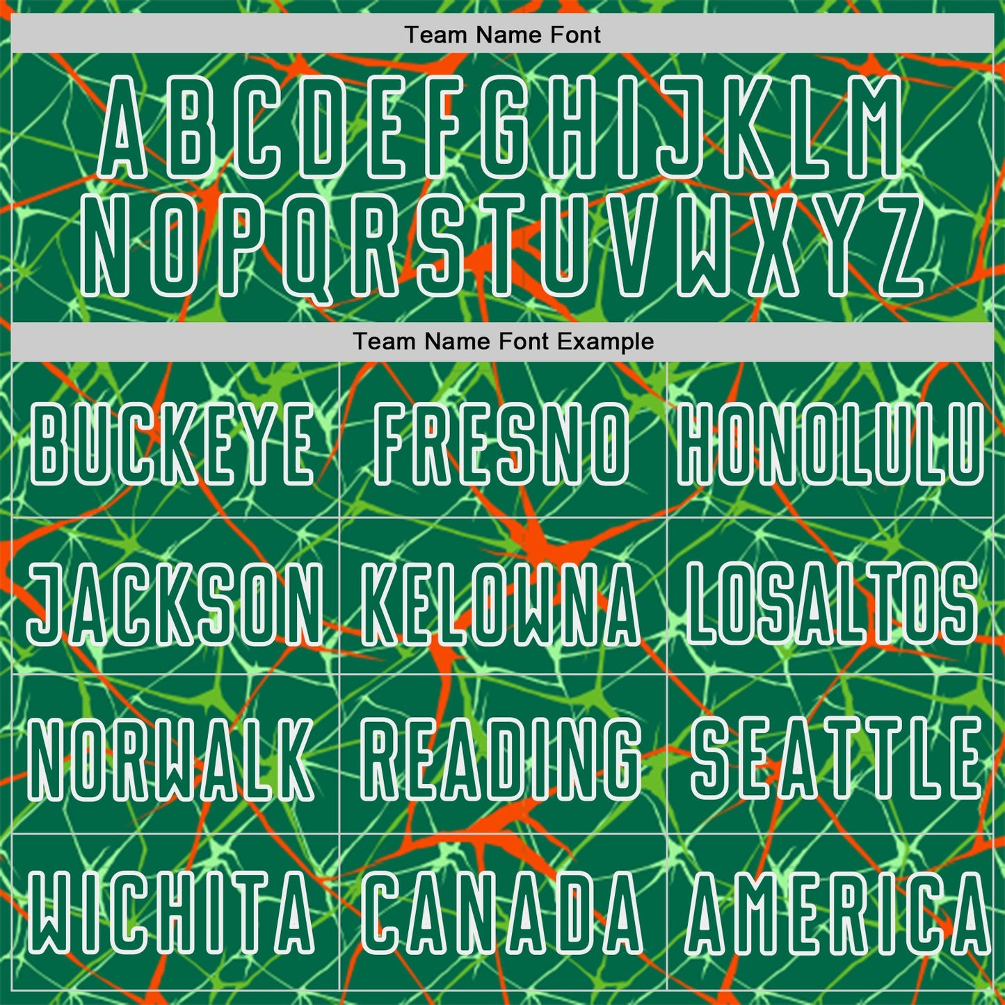 Custom Kelly Green Orange-White Abstract Network Crackle Sublimation Soccer Uniform Jersey view 5
