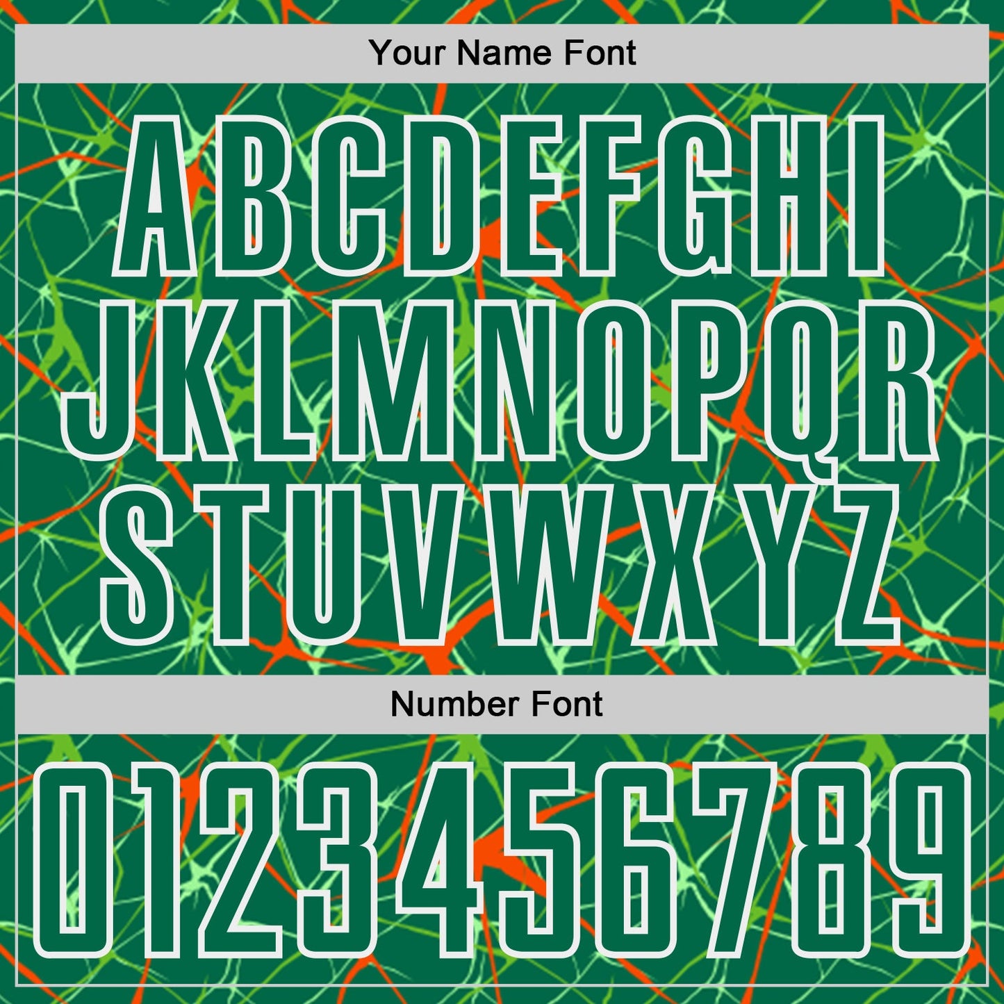 Custom Kelly Green Orange-White Abstract Network Crackle Sublimation Soccer Uniform Jersey view 6