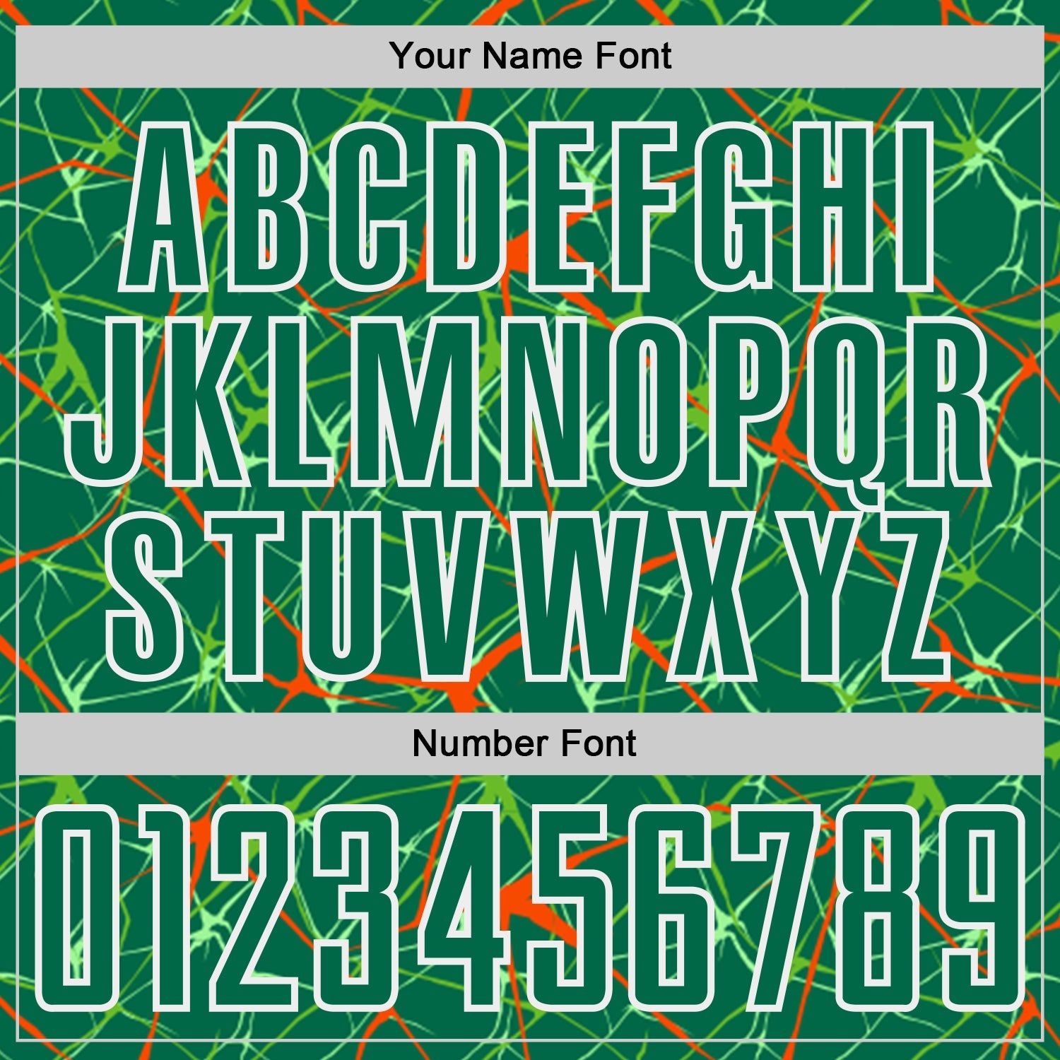 Custom Kelly Green Orange-White Abstract Network Crackle Sublimation Soccer Uniform Jersey view 6