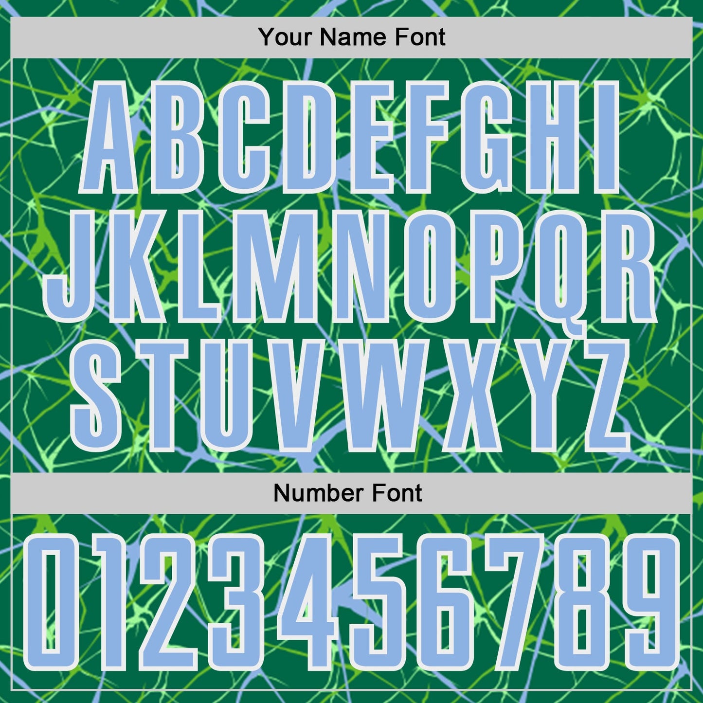 Custom Kelly Green Light Blue-White Abstract Network Crackle Sublimation Soccer Uniform Jersey view 6