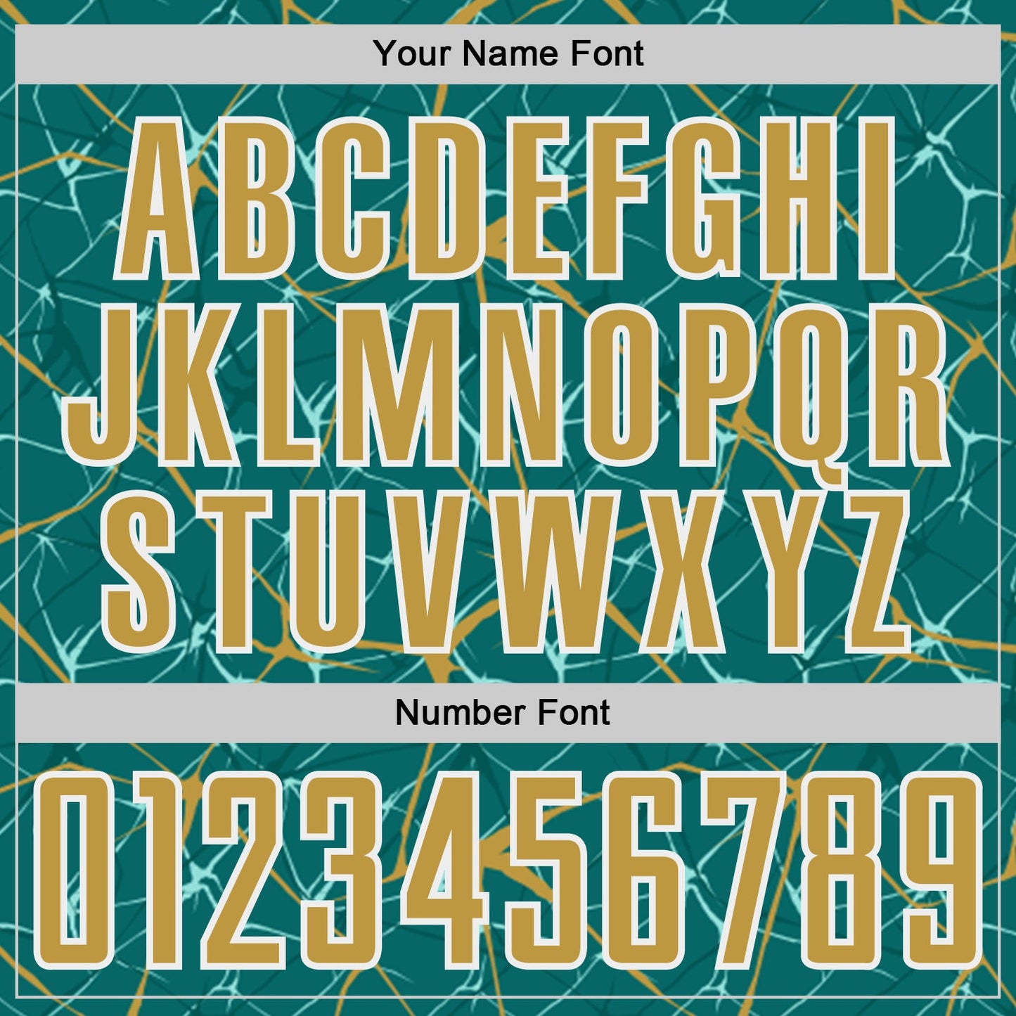 Custom Teal Old Gold-White Abstract Network Crackle Sublimation Soccer Uniform Jersey view 6