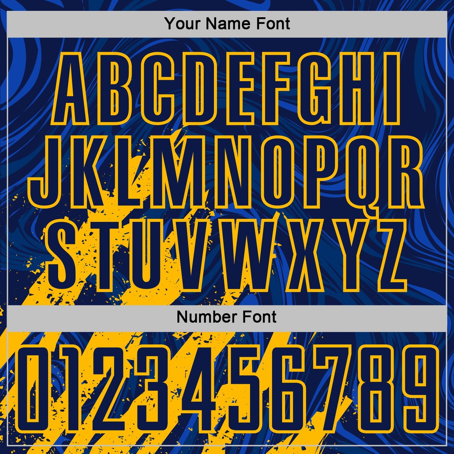 Custom Navy-Gold Brush Stroke Splatter Liquid Swirl Sublimation Soccer Uniform Jersey view 6