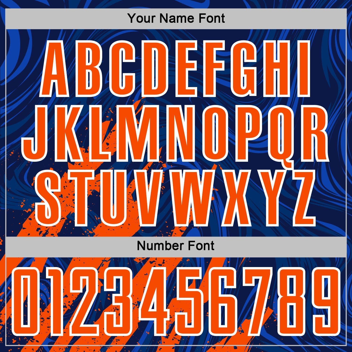 Custom Navy Orange-White Brush Stroke Splatter Liquid Swirl Sublimation Soccer Uniform Jersey view 6
