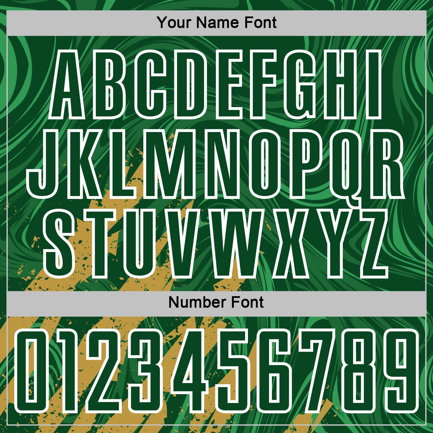 Custom Green Old Gold-White Brush Stroke Splatter Liquid Swirl Sublimation Soccer Uniform Jersey view 6