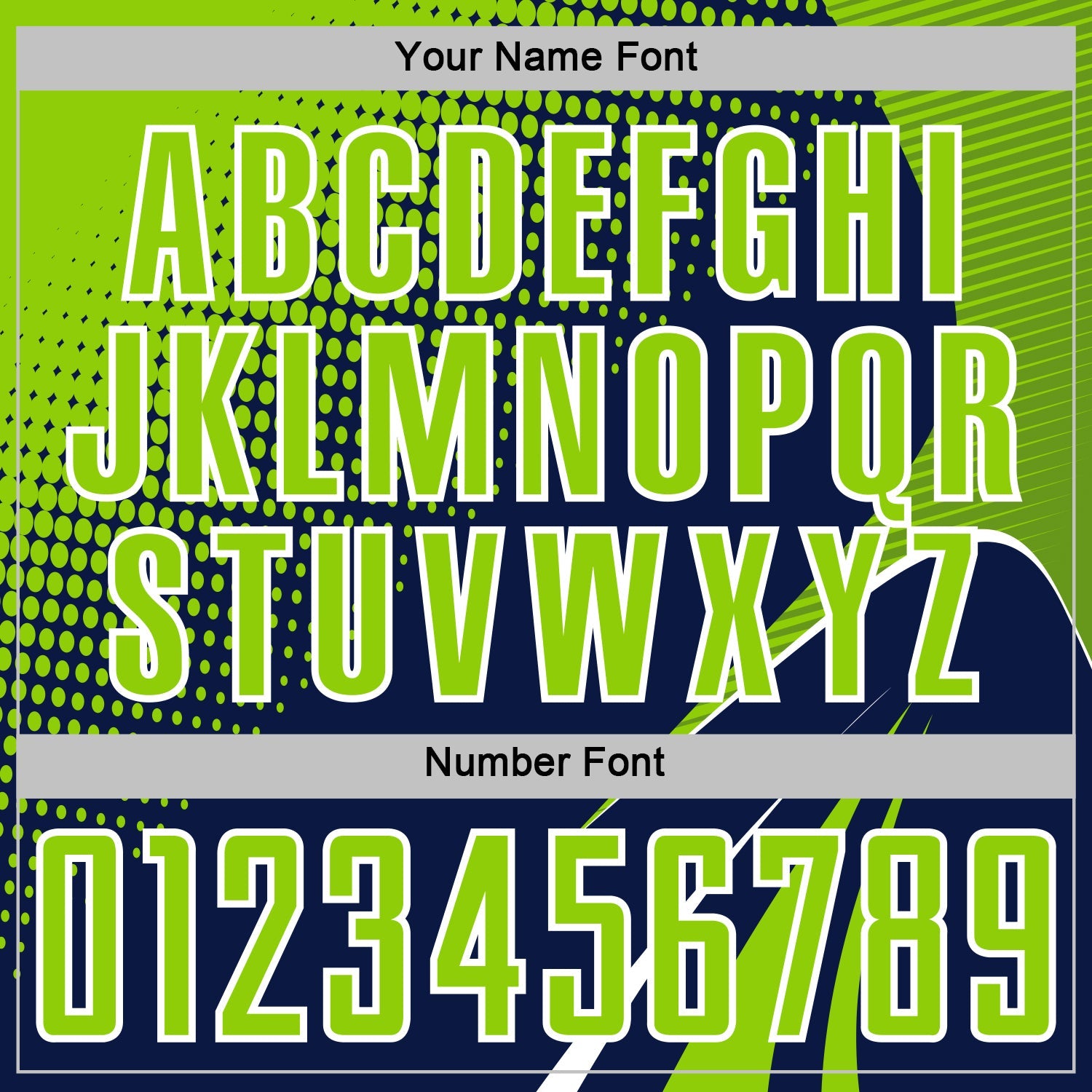 Custom Navy Neon Green-White Halftone Dot Dynamic Curve Stripe Sublimation Soccer Uniform Jersey view 6