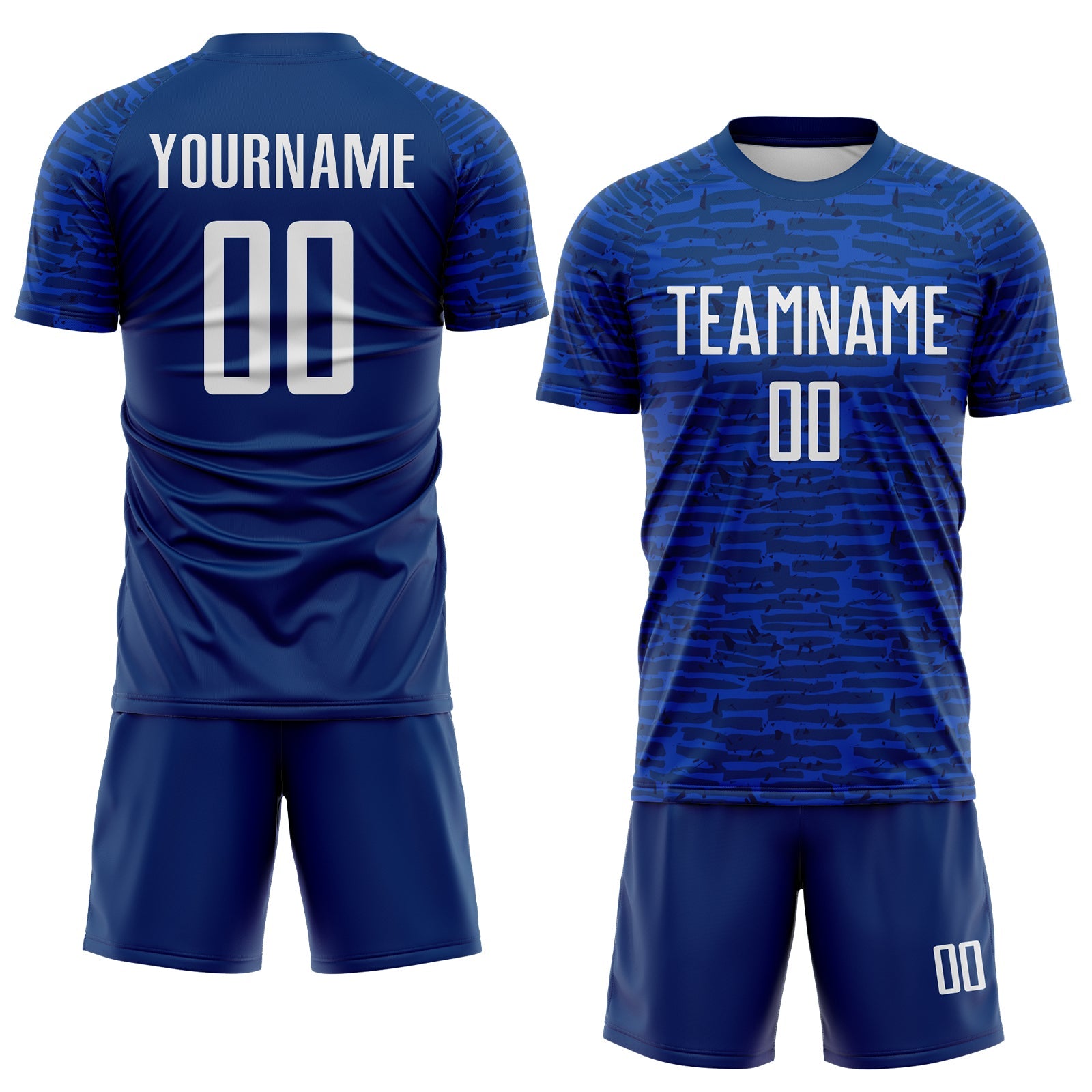 Custom US Navy Blue-White Distressed Fragment Brush Stroke Sublimation Soccer Uniform Jersey view 2