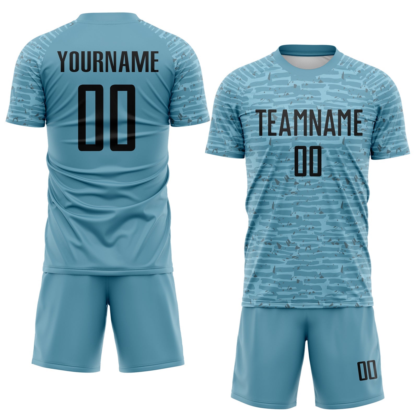 Custom Shadow Blue-Black Distressed Fragment Brush Stroke Sublimation Soccer Uniform Jersey view 2