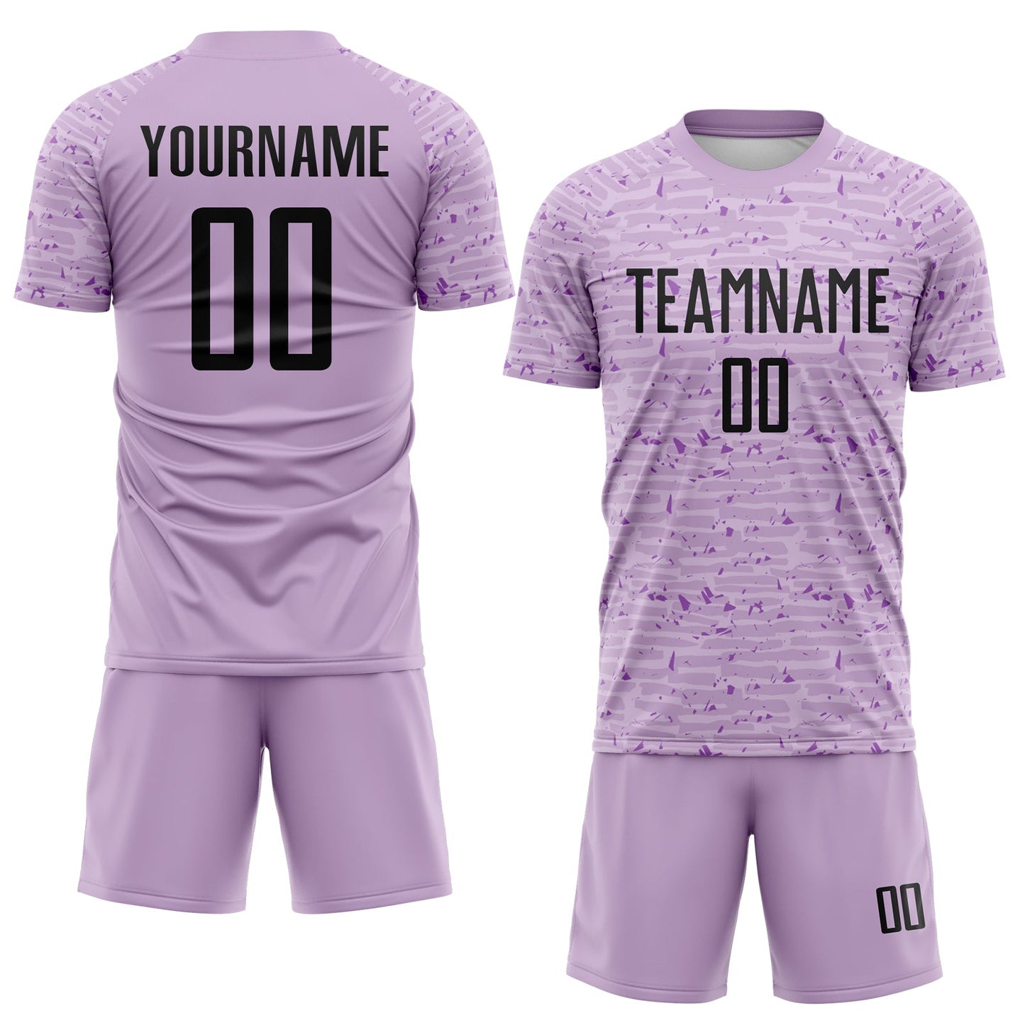 Custom Light Purple-Black Distressed Fragment Brush Stroke Sublimation Soccer Uniform Jersey view 2