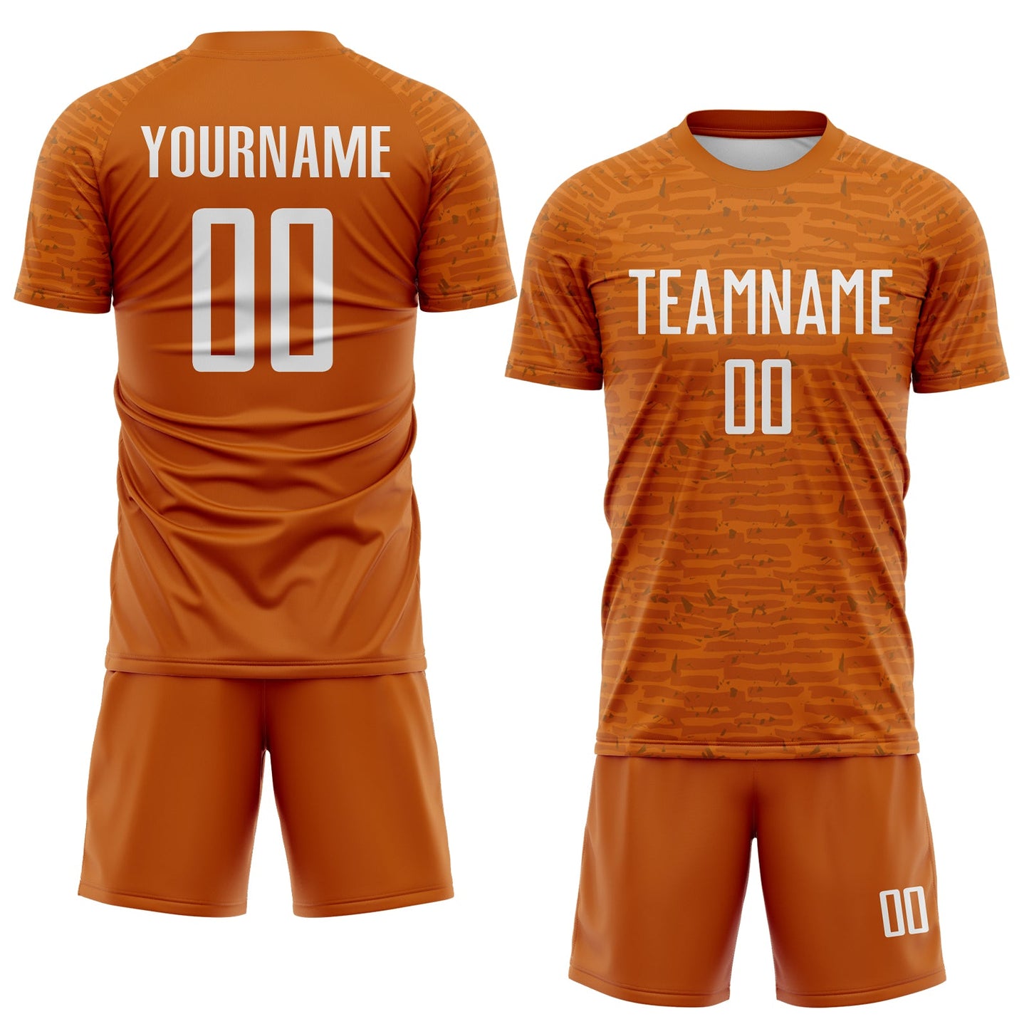 Custom Texas Orange-White Distressed Fragment Brush Stroke Sublimation Soccer Uniform Jersey view 2