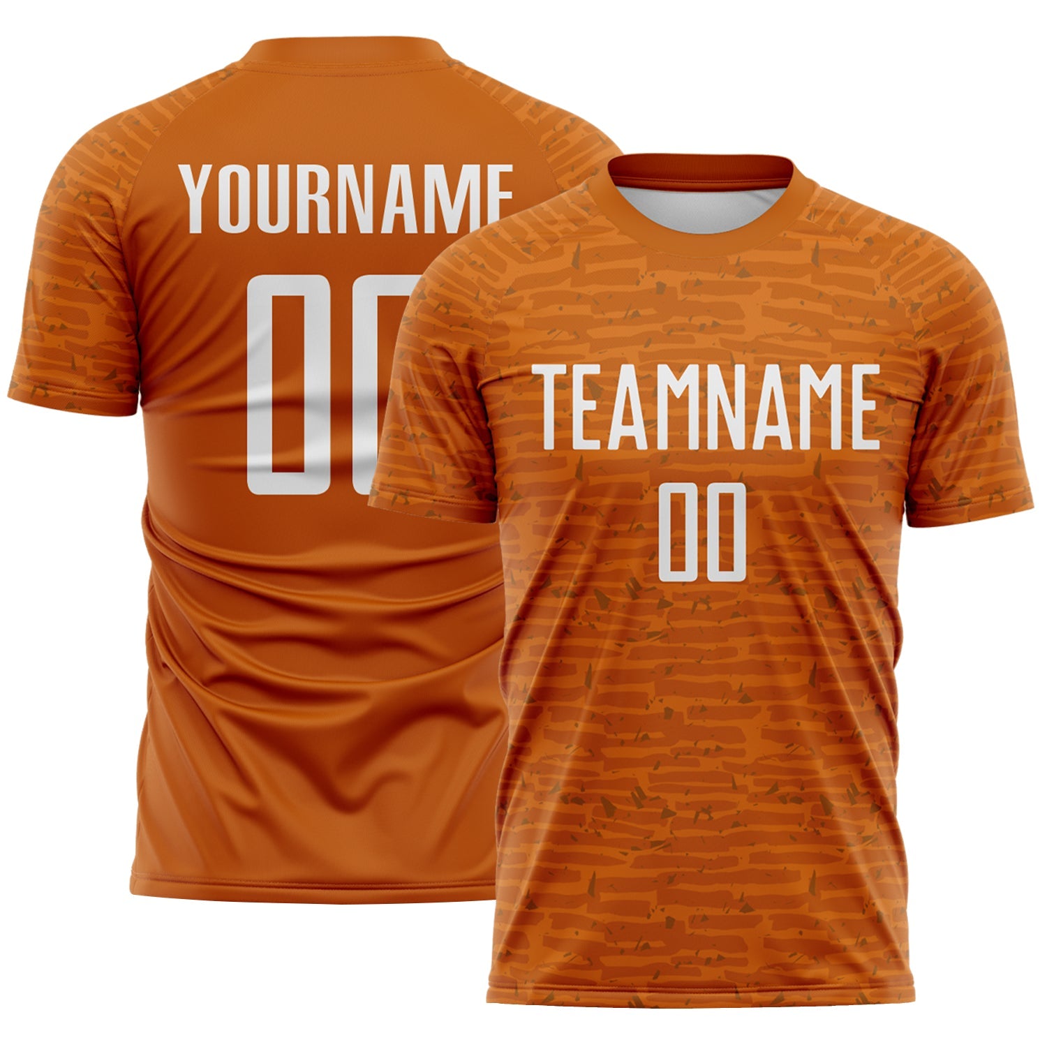 Custom Texas Orange-White Distressed Fragment Brush Stroke Sublimation Soccer Uniform Jersey - Main View