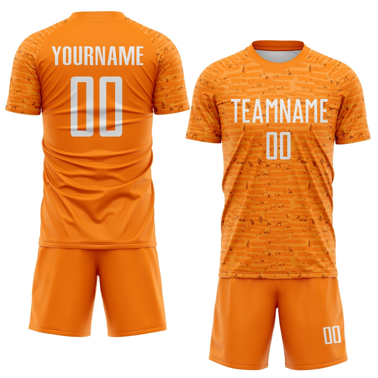 Custom Bay Orange-White Distressed Fragment Brush Stroke Sublimation Soccer Uniform Jersey view 2