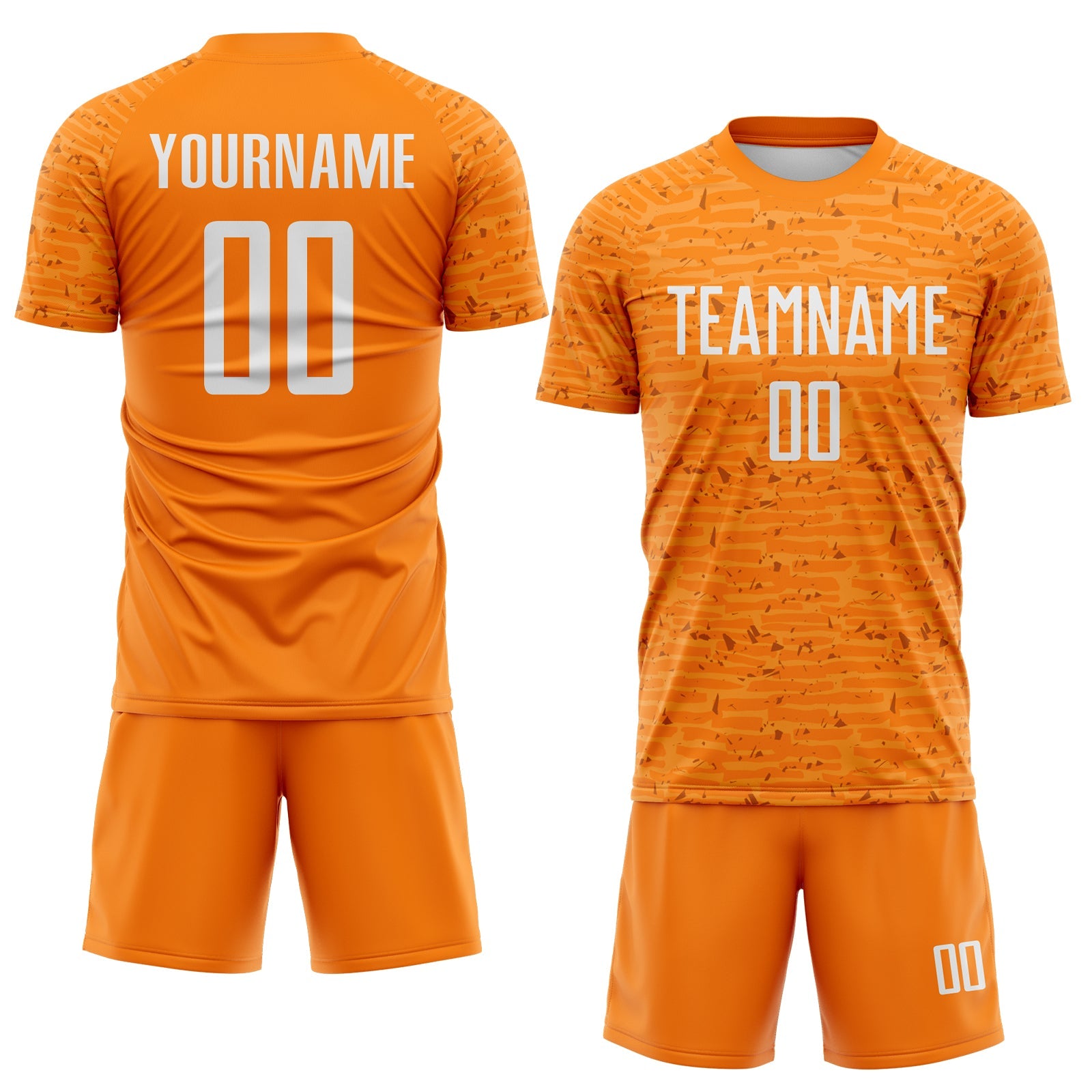 Custom Bay Orange-White Distressed Fragment Brush Stroke Sublimation Soccer Uniform Jersey view 2