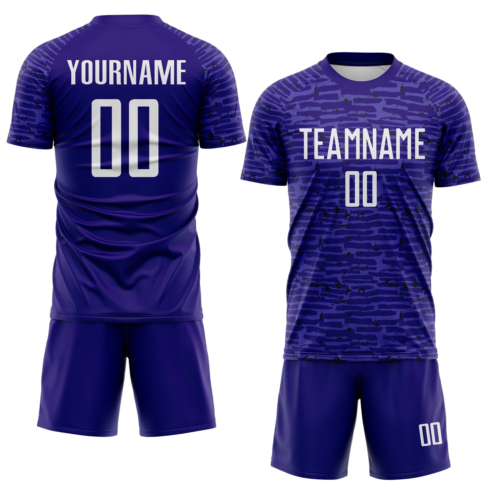 Custom Dark Purple-White Distressed Fragment Brush Stroke Sublimation Soccer Uniform Jersey view 2