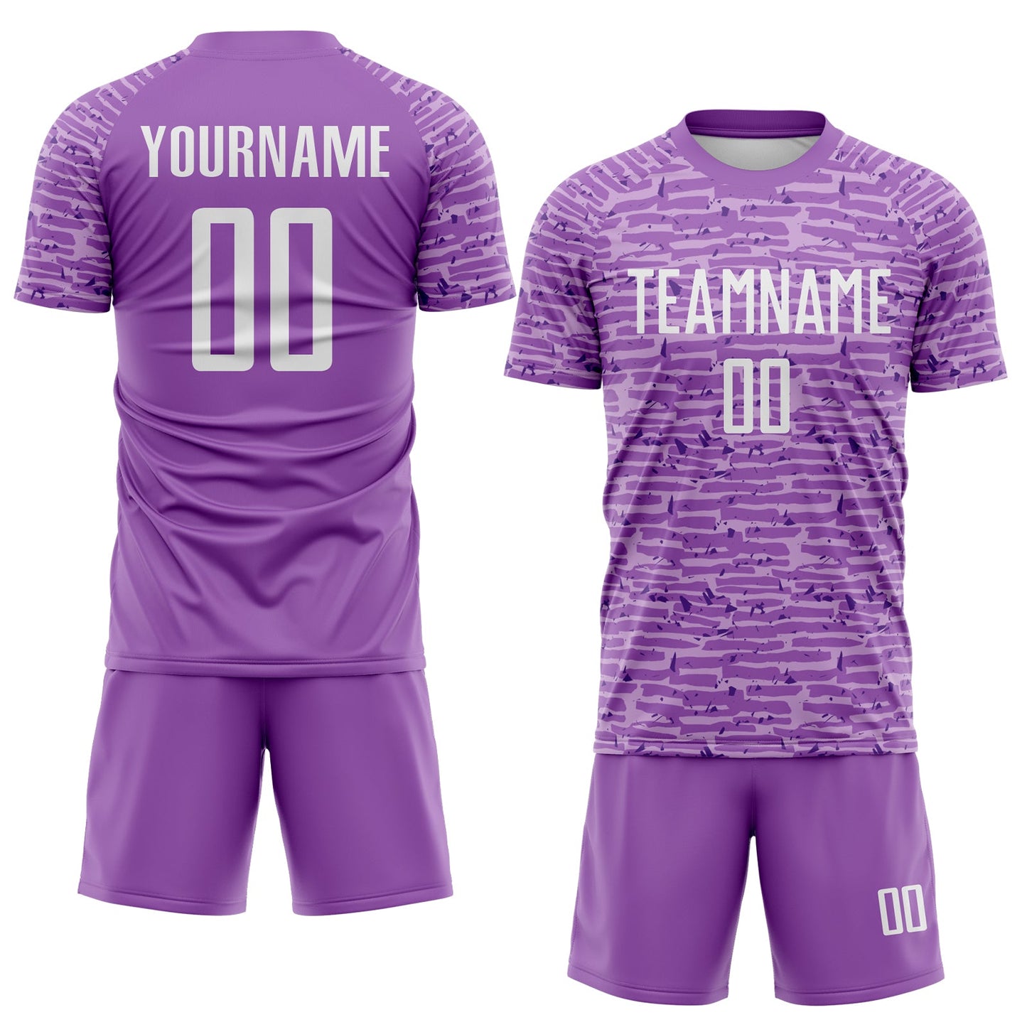 Custom Medium Purple-White Distressed Fragment Brush Stroke Sublimation Soccer Uniform Jersey view 2