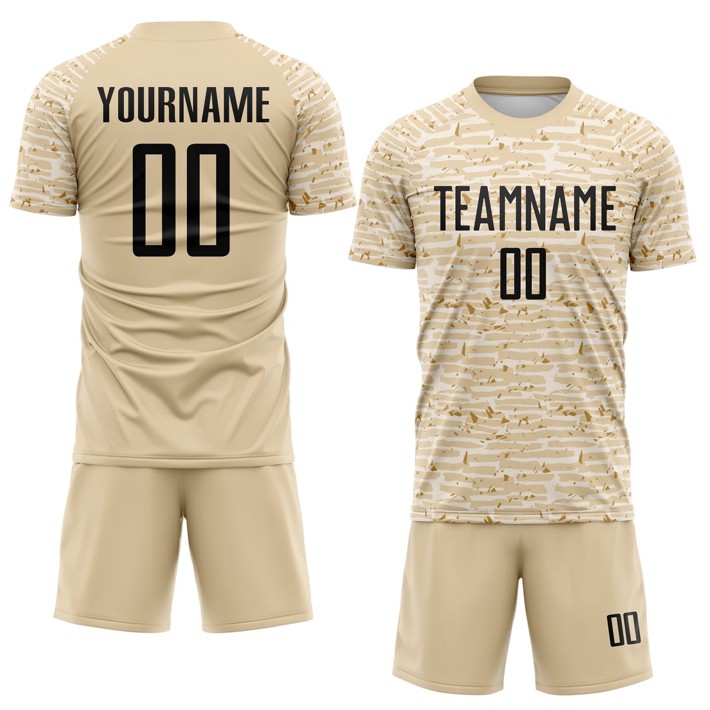 Custom City Cream-Black Distressed Fragment Brush Stroke Sublimation Soccer Uniform Jersey view 2