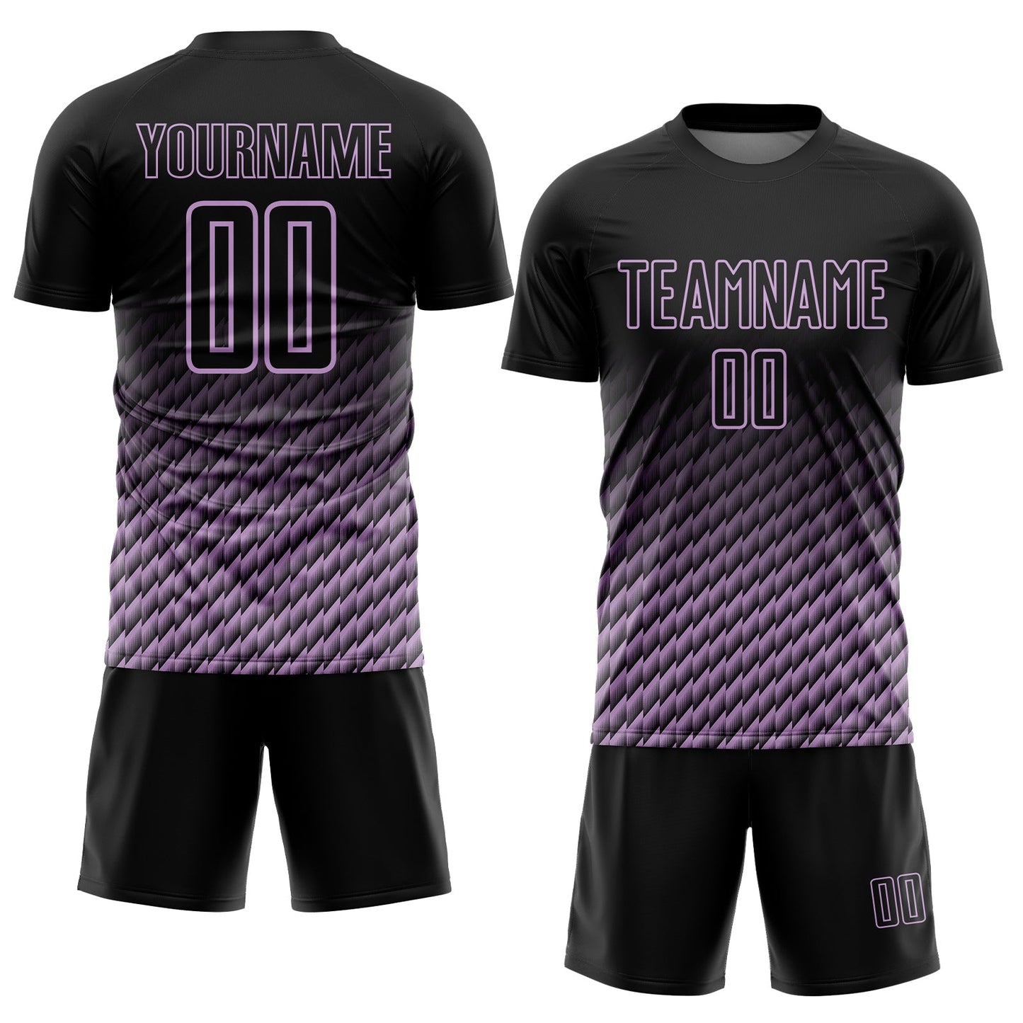 Custom Black-Light Purple Geometric Wave Gradient Sublimation Soccer Uniform Jersey view 2
