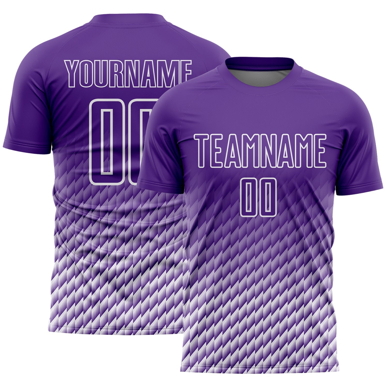 Custom Purple-White Geometric Wave Gradient Sublimation Soccer Uniform Jersey - Main View