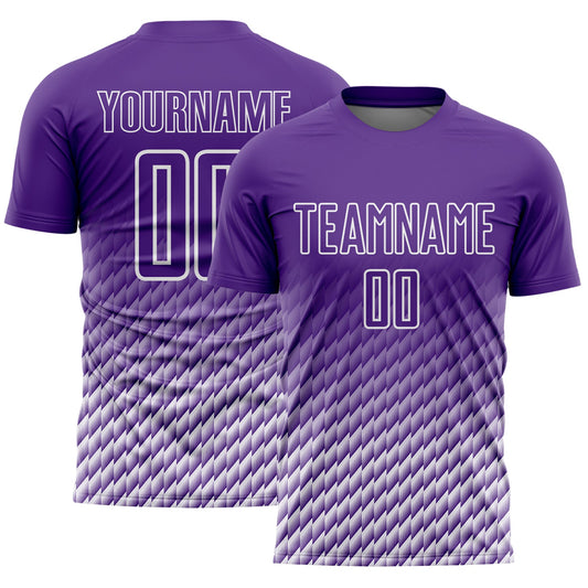 Custom Purple-White Geometric Wave Gradient Sublimation Soccer Uniform Jersey - Main View