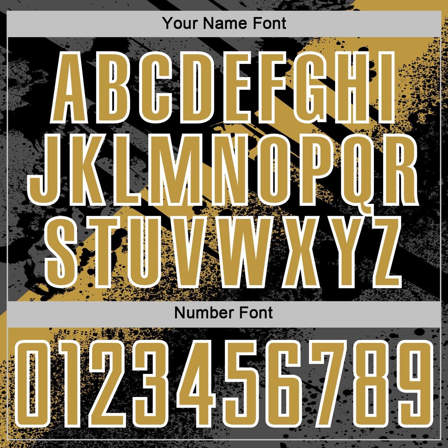 Custom Black Old Gold-White Grunge Splatter Brush Stroke Sublimation Soccer Uniform Jersey view 6