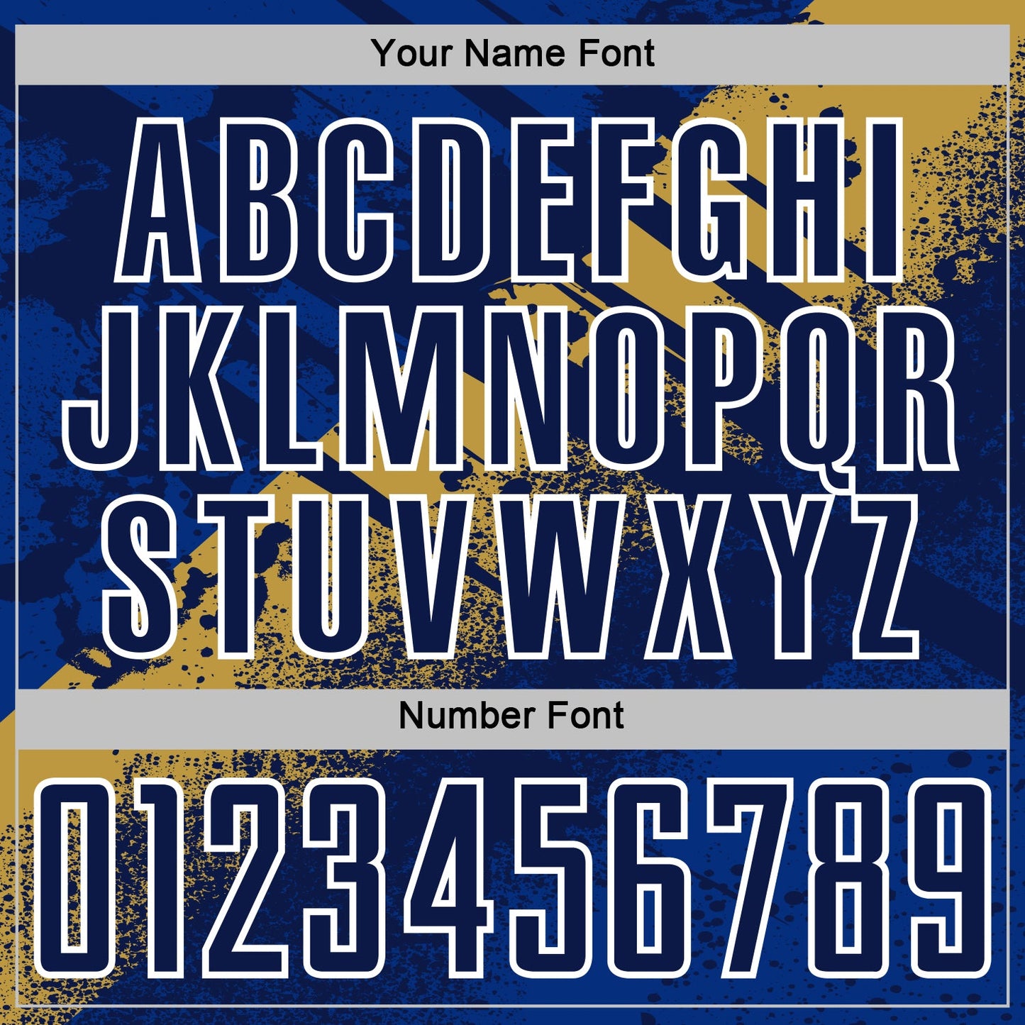 Custom Navy Old Gold-White Grunge Splatter Brush Stroke Sublimation Soccer Uniform Jersey view 6