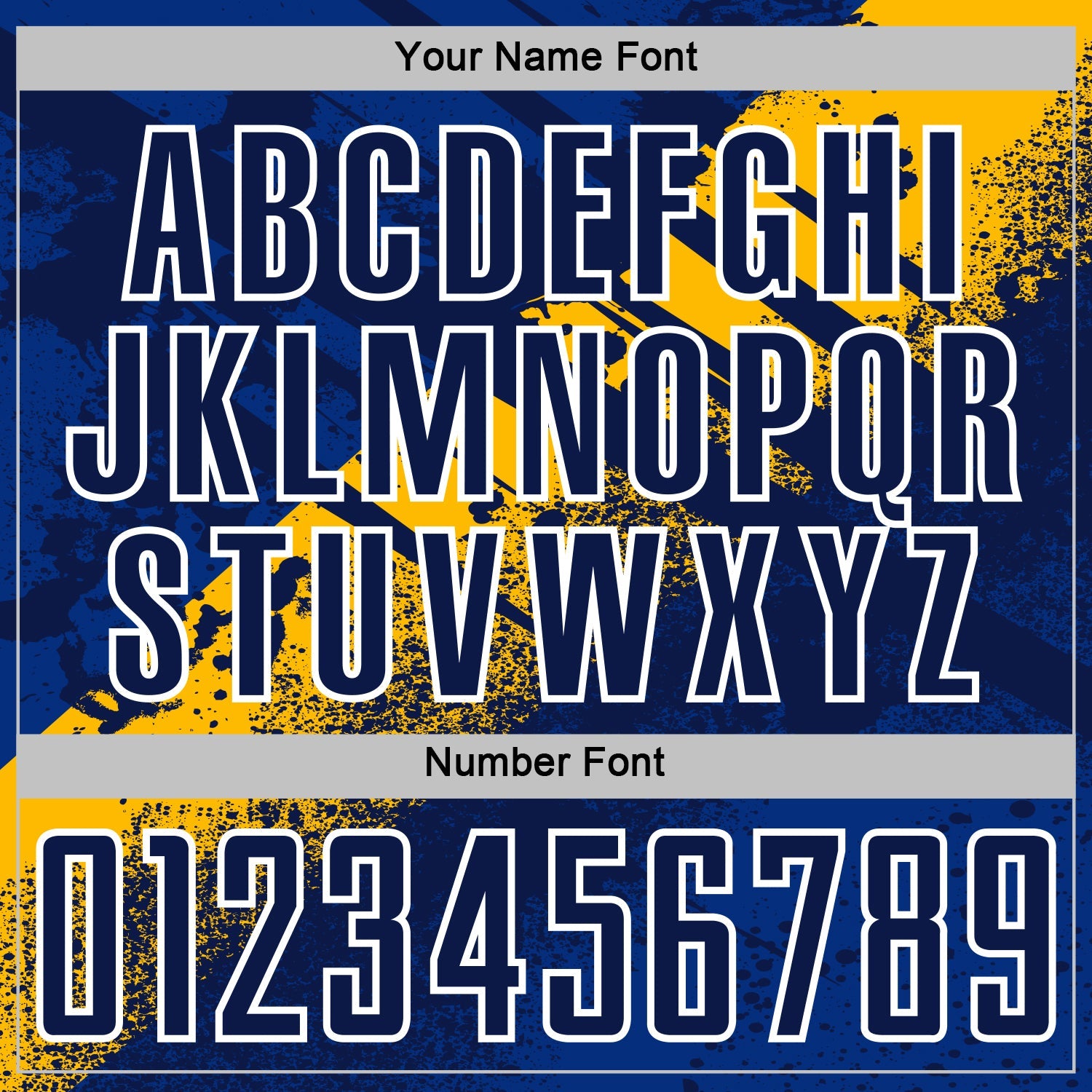 Custom Navy Gold-White Grunge Splatter Brush Stroke Sublimation Soccer Uniform Jersey view 6