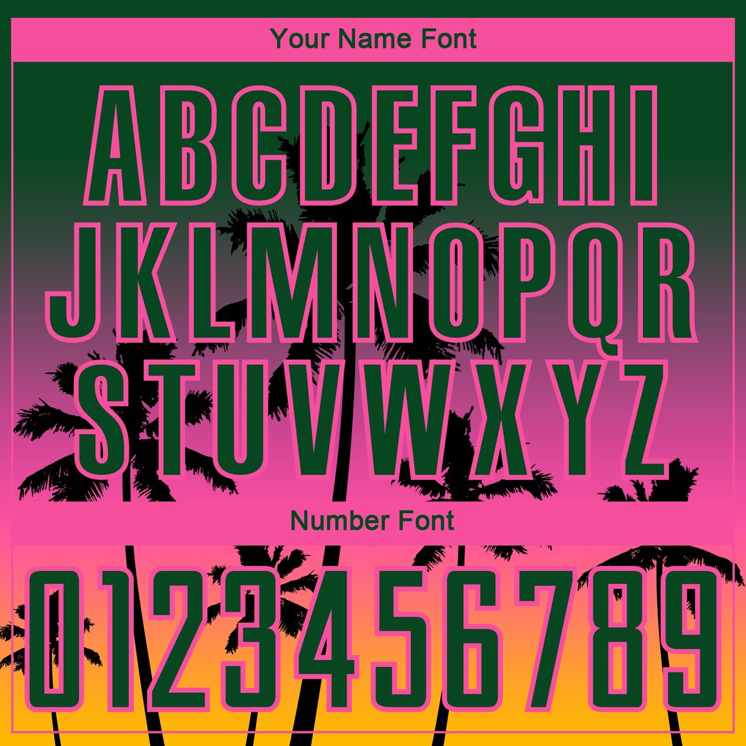 Custom Green Pink-Gold Tropical Hawaii Palm Trees Gradient Sublimation Soccer Uniform Jersey view 6