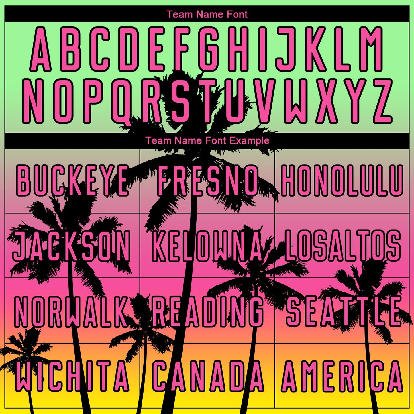 Custom Pea Green Pink Light Yellow-Black Tropical Hawaii Palm Trees Gradient Sublimation Soccer Uniform Jersey view 5