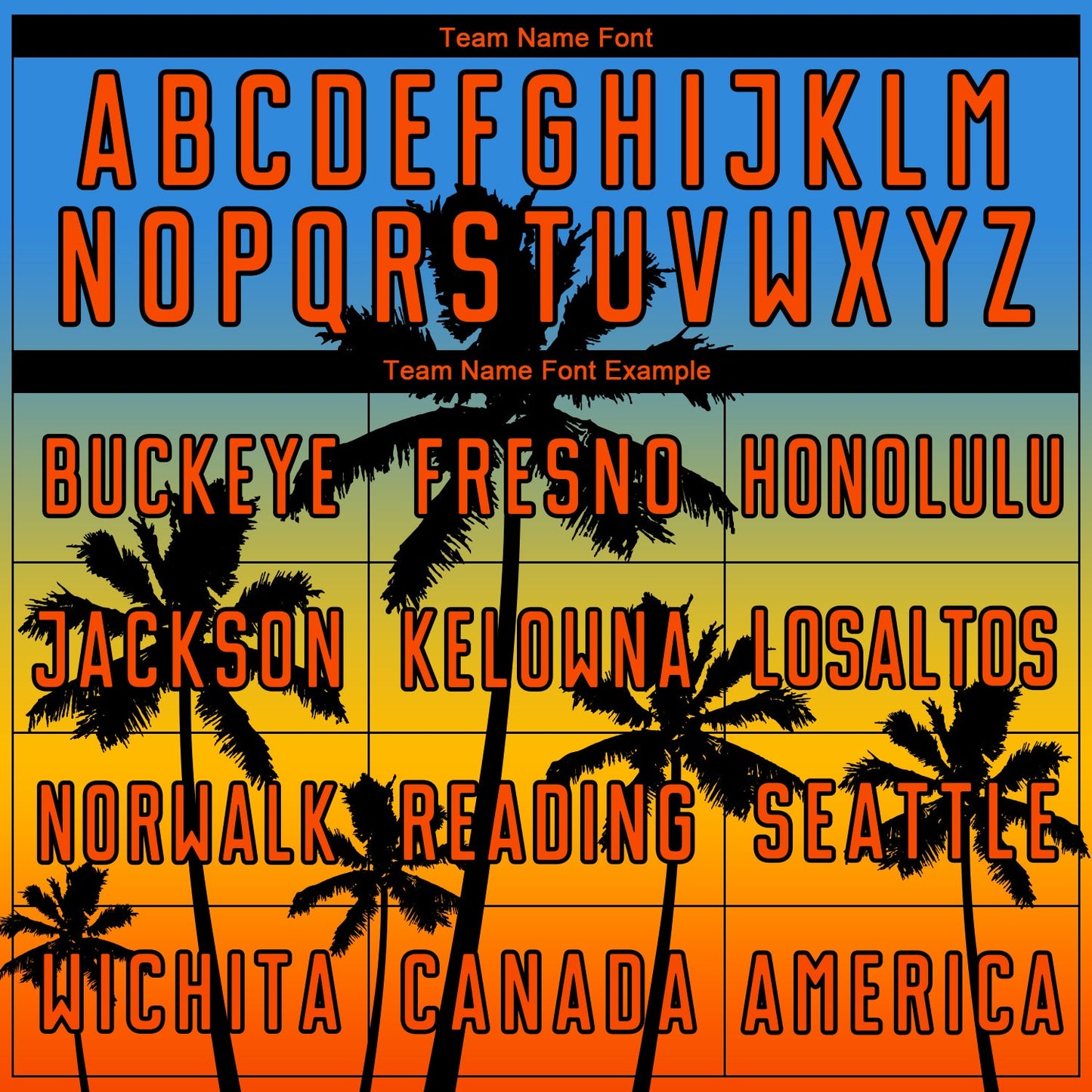 Custom Powder Blue Orange Gold-Black Tropical Hawaii Palm Trees Gradient Sublimation Soccer Uniform Jersey view 5