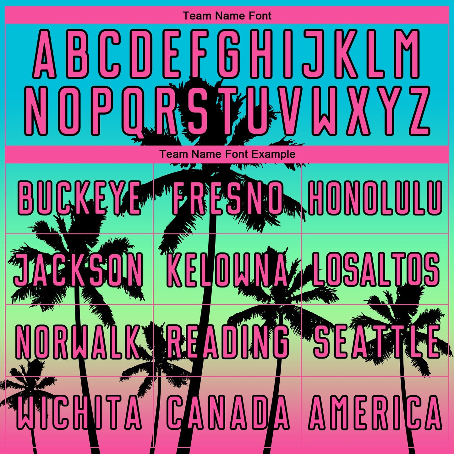 Custom Lakes Blue Pink Pea Green-Black Tropical Hawaii Palm Trees Gradient Sublimation Soccer Uniform Jersey view 5