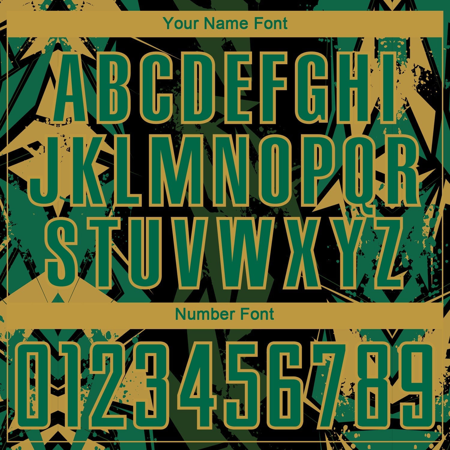 Custom Black Kelly Green-Old Gold Geometric Shard Grunge Splash Sublimation Soccer Uniform Jersey view 6