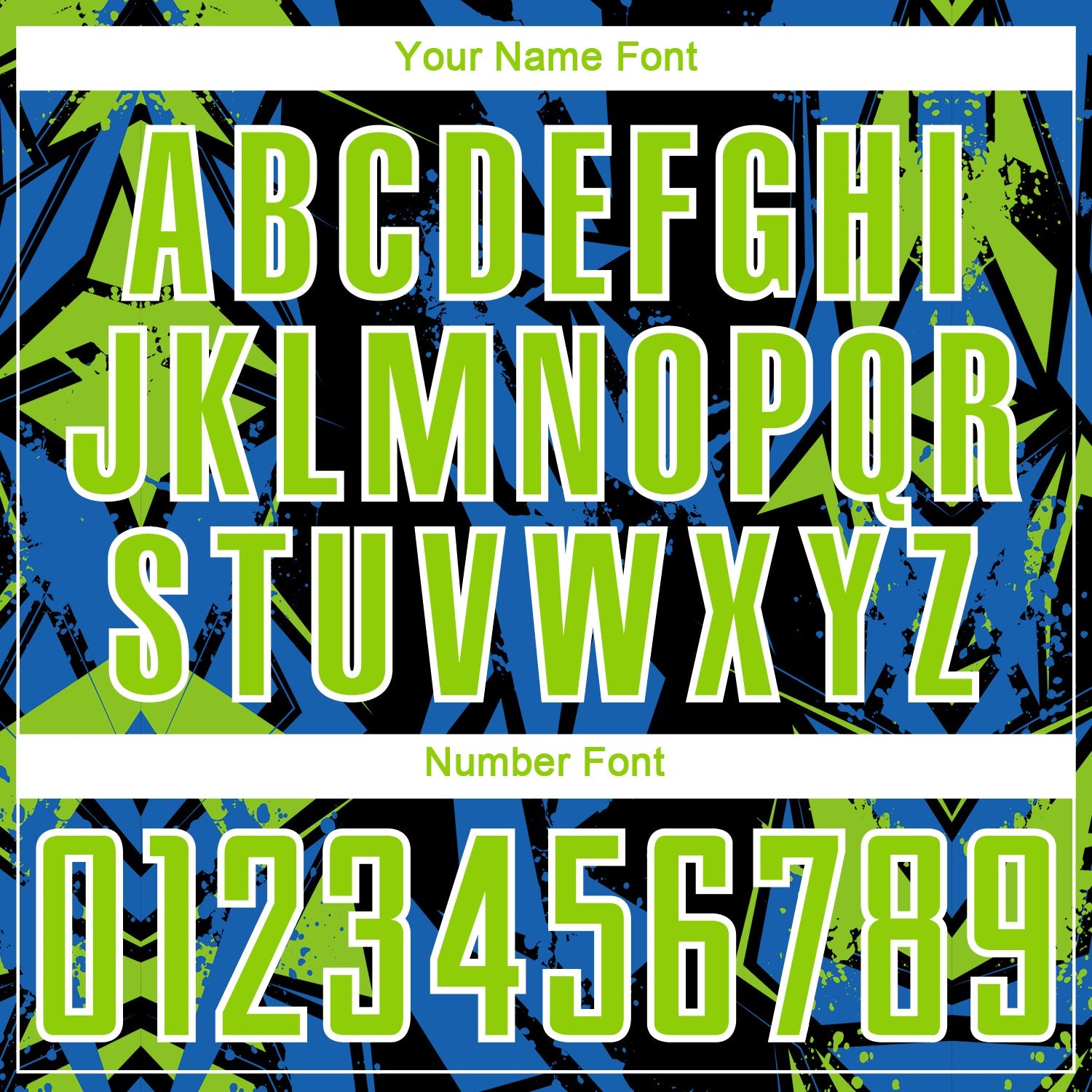 Custom Black Neon Green Blue-White Geometric Shard Grunge Splash Sublimation Soccer Uniform Jersey view 6