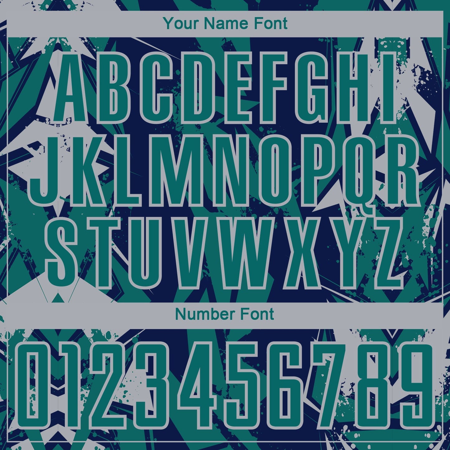 Custom Navy Teal-Gray Geometric Shard Grunge Splash Sublimation Soccer Uniform Jersey view 6