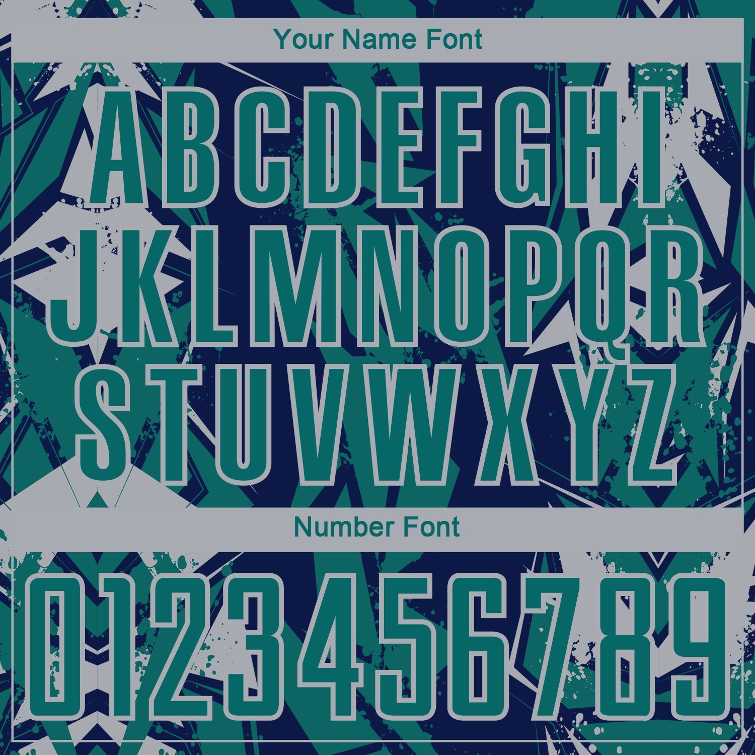 Custom Navy Teal-Gray Geometric Shard Grunge Splash Sublimation Soccer Uniform Jersey view 6