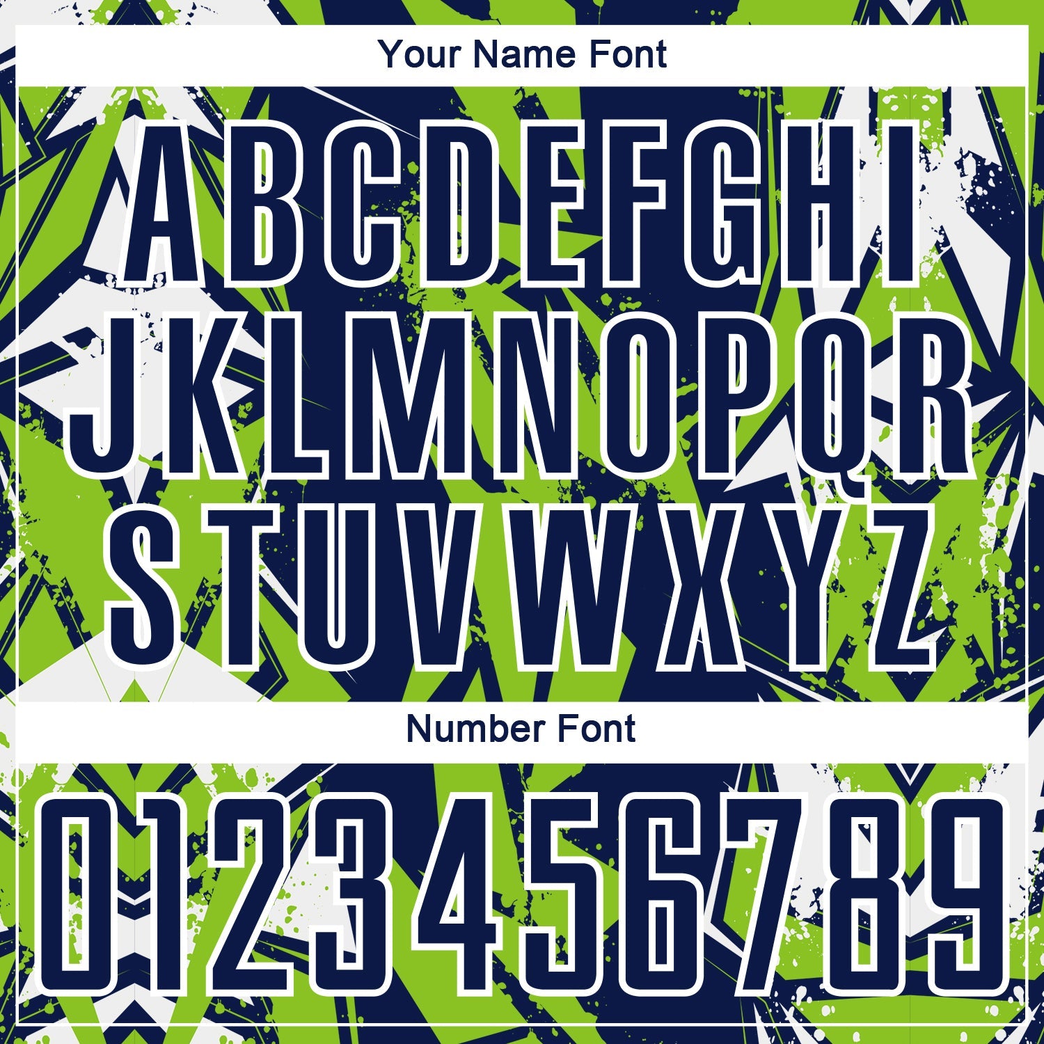 Custom Navy Neon Green-White Geometric Shard Grunge Splash Sublimation Soccer Uniform Jersey view 6