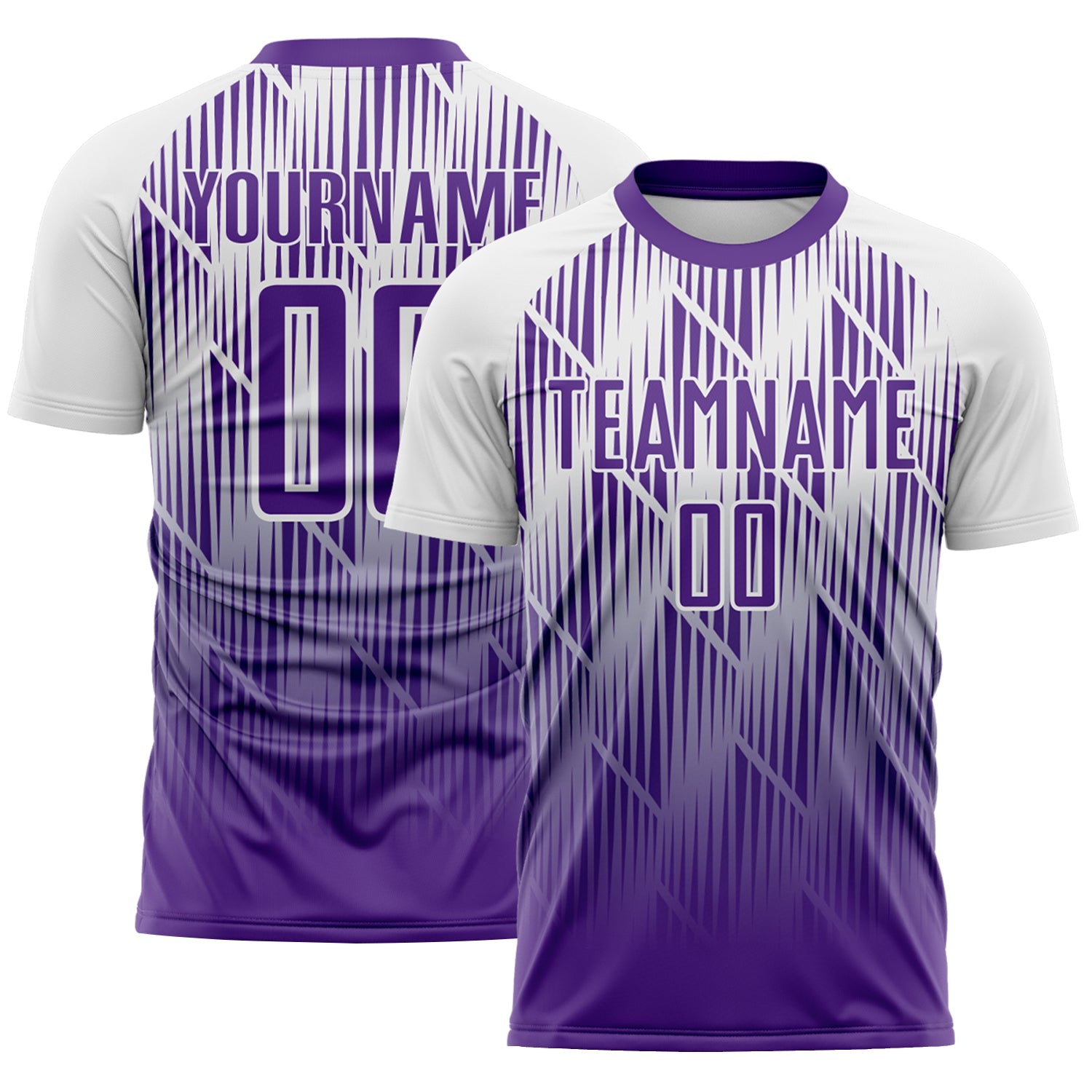 Custom Purple-White Spiked Sharp Lines Gradient Sublimation Soccer Uniform Jersey - Main View