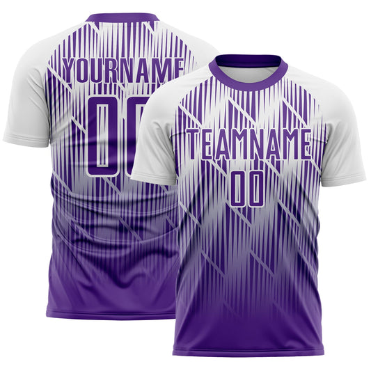 Custom Purple-White Spiked Sharp Lines Gradient Sublimation Soccer Uniform Jersey - Main View