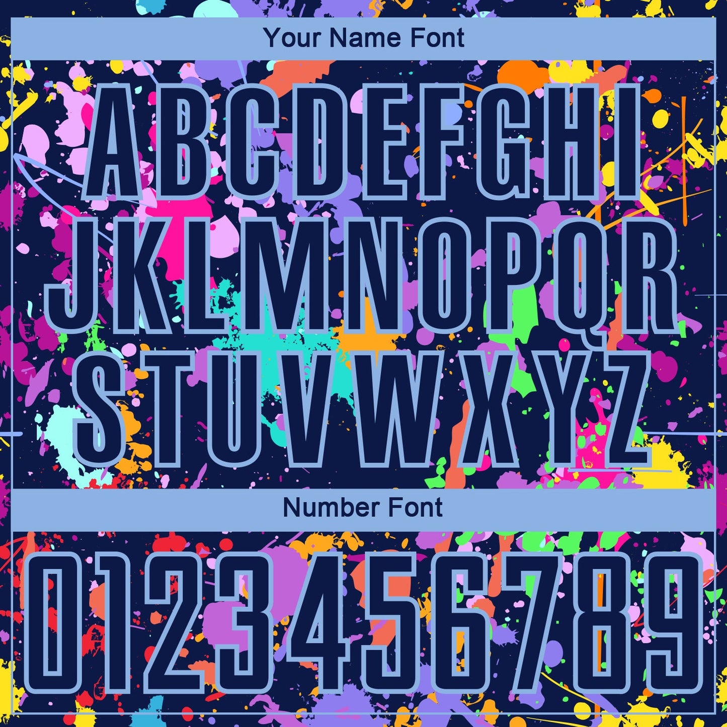 Custom Graffiti Pattern Navy-Light Blue Paint Splatter Sublimation Soccer Uniform Jersey view 6