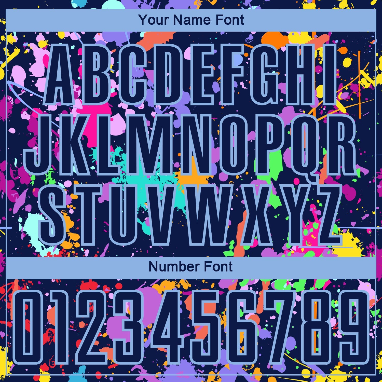 Custom Graffiti Pattern Navy-Light Blue Paint Splatter Sublimation Soccer Uniform Jersey view 6