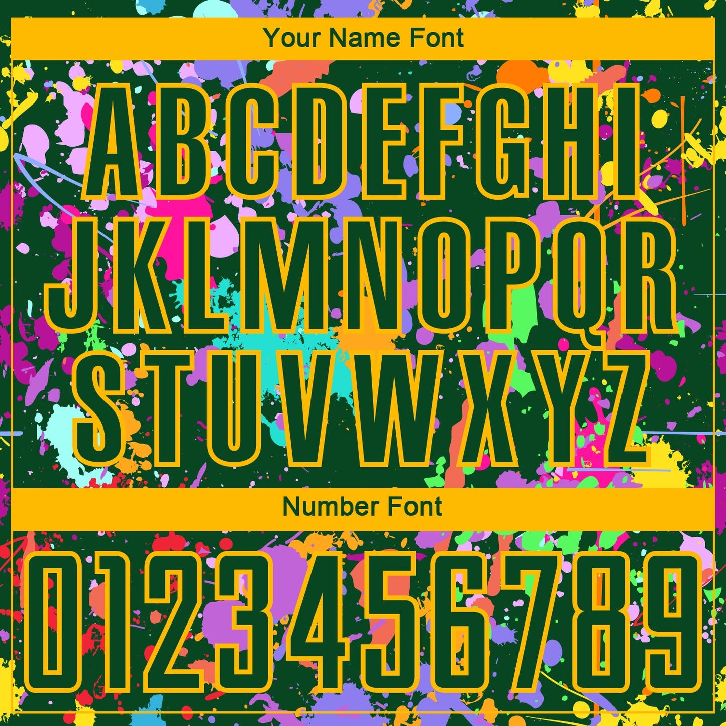 Custom Graffiti Pattern Green-Gold Paint Splatter Sublimation Soccer Uniform Jersey view 6