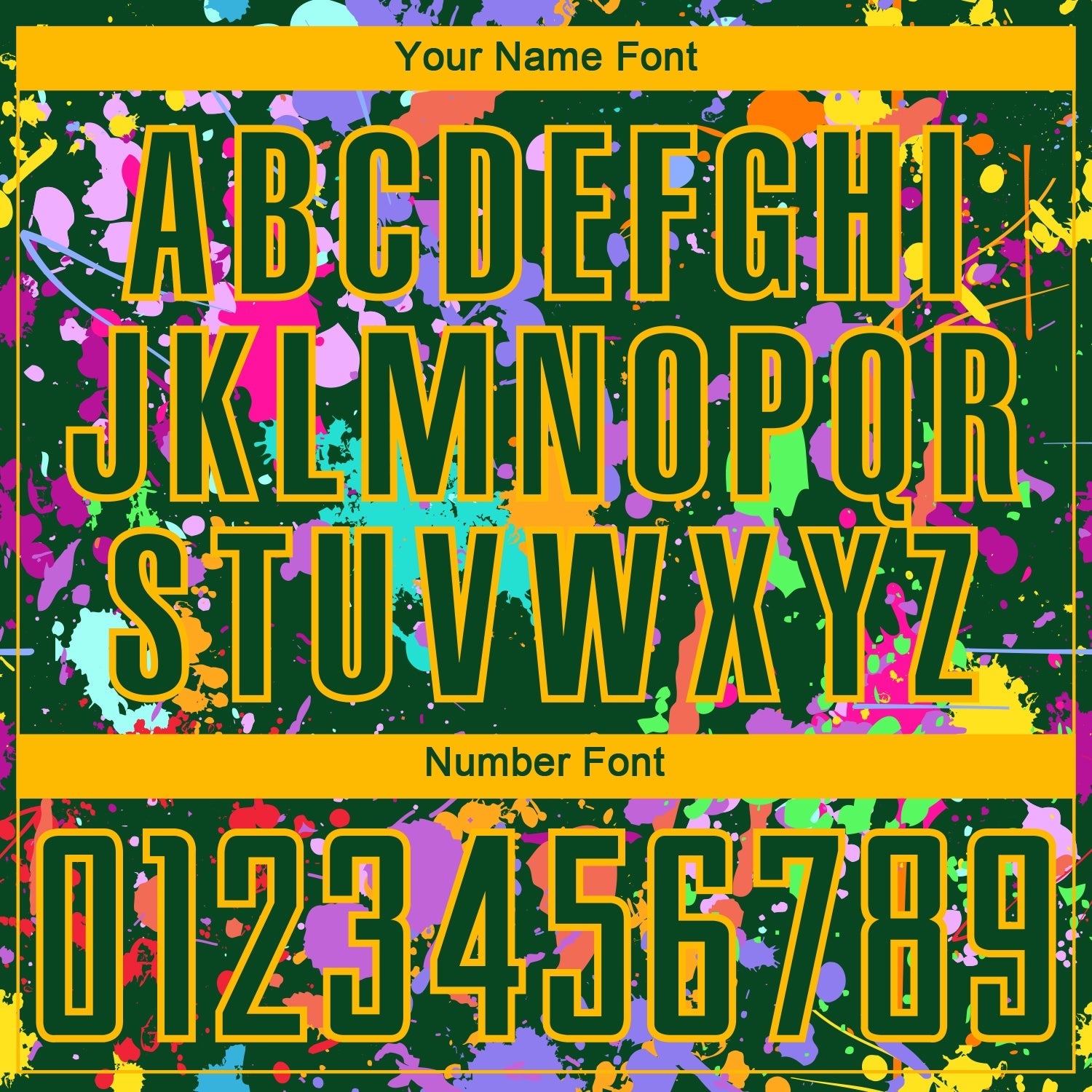 Custom Graffiti Pattern Green-Gold Paint Splatter Sublimation Soccer Uniform Jersey view 6