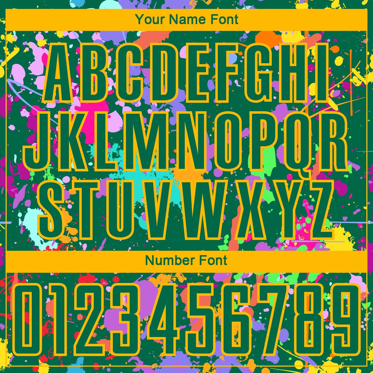 Custom Graffiti Pattern Kelly Green-Gold Paint Splatter Sublimation Soccer Uniform Jersey view 6