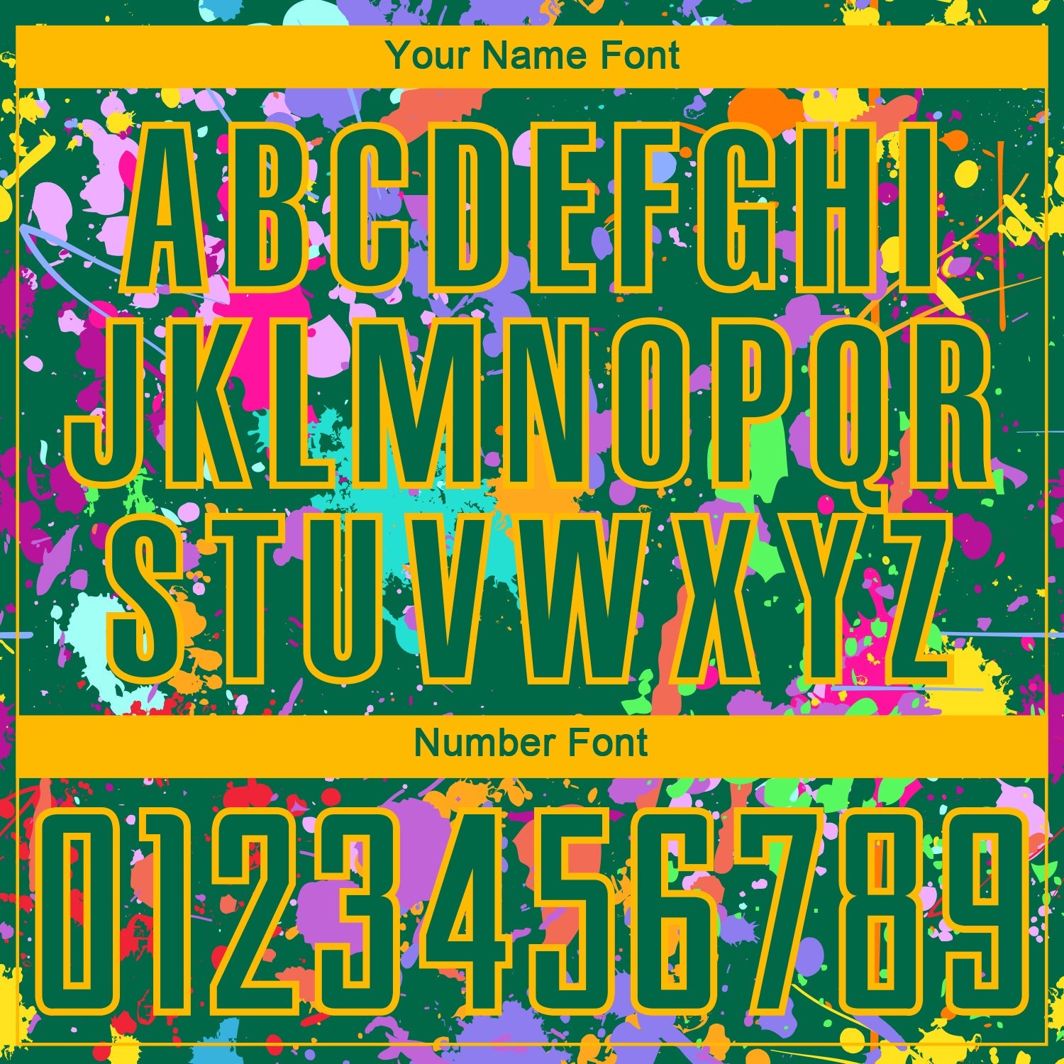 Custom Graffiti Pattern Kelly Green-Gold Paint Splatter Sublimation Soccer Uniform Jersey view 6