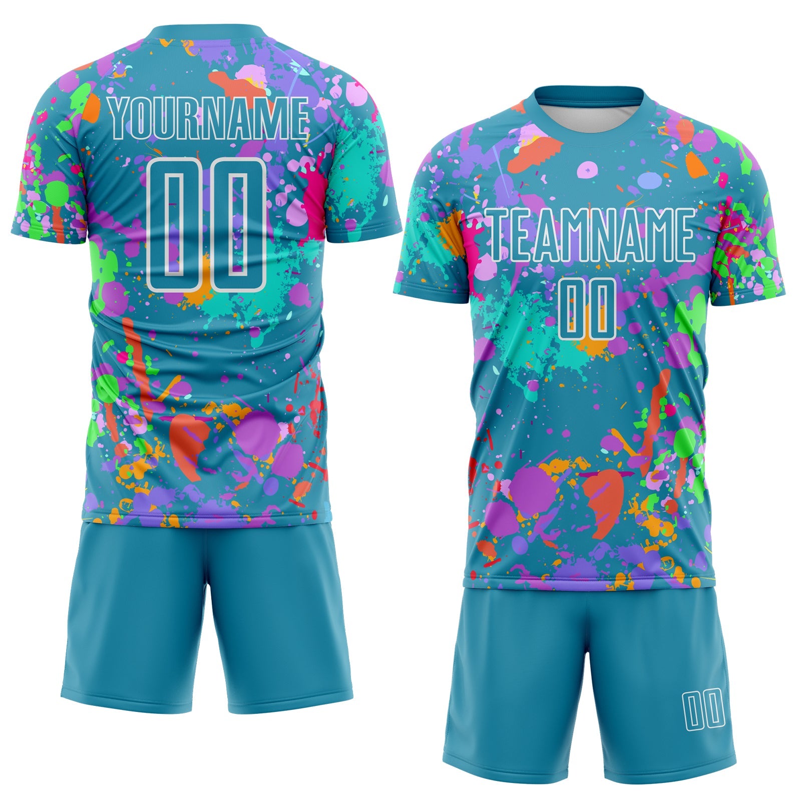 Custom Graffiti Pattern Panther Blue-White Paint Splatter Sublimation Soccer Uniform Jersey view 2