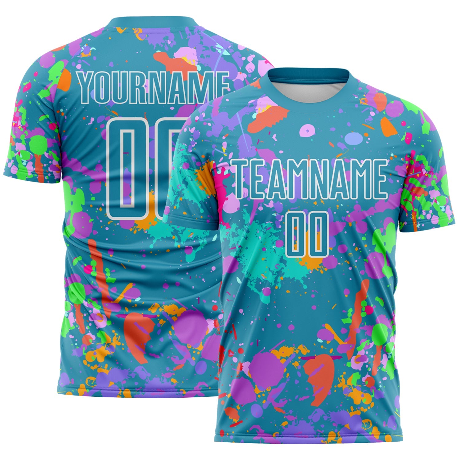 Custom Graffiti Pattern Panther Blue-White Paint Splatter Sublimation Soccer Uniform Jersey - Main View