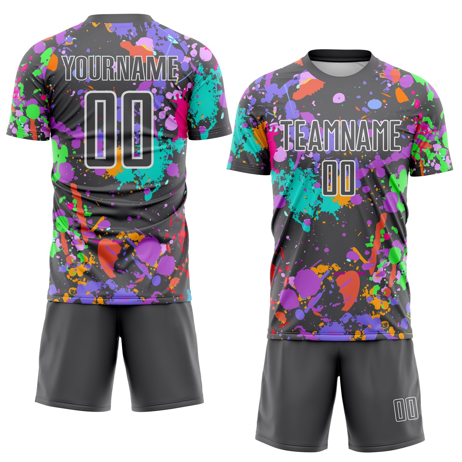 Custom Graffiti Pattern Steel Gray-White Paint Splatter Sublimation Soccer Uniform Jersey view 2