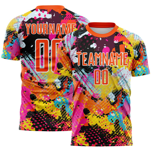 Custom Graffiti Pattern Orange-White Paint Splatter Sublimation Soccer Uniform Jersey - Main View