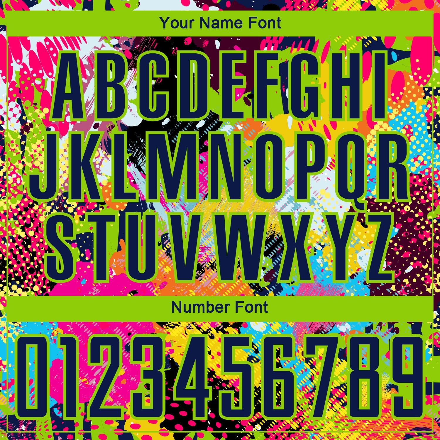 Custom Graffiti Pattern Navy-Neon Green Paint Splatter Sublimation Soccer Uniform Jersey view 6