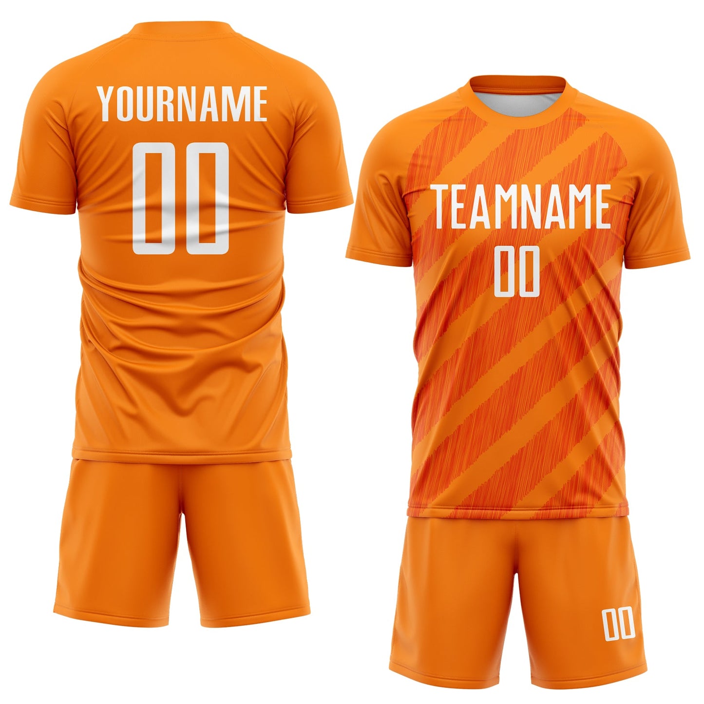 Custom Bay Orange White-Orange Diagonal Stripes Sublimation Soccer Uniform Jersey view 2
