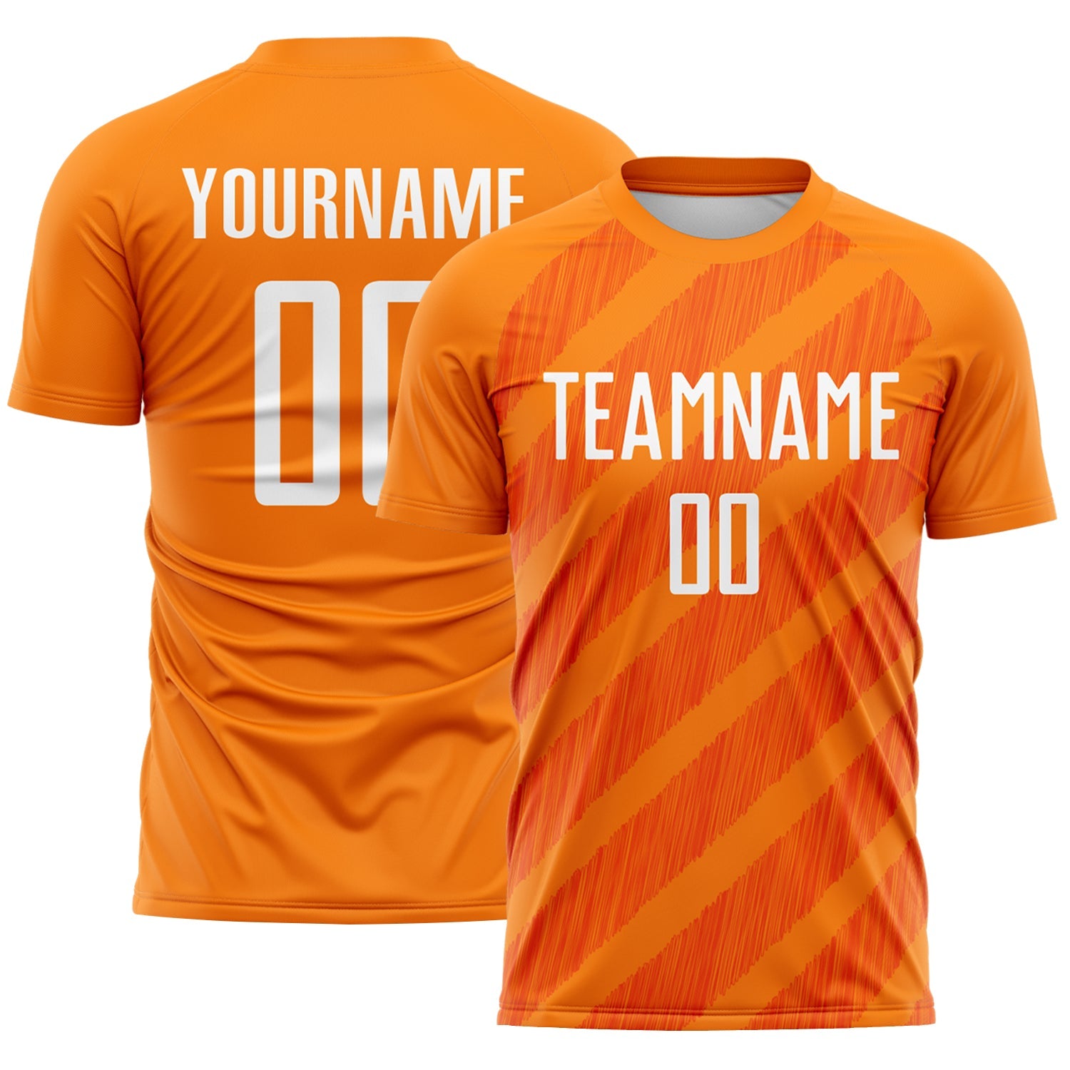 Custom Bay Orange White-Orange Diagonal Stripes Sublimation Soccer Uniform Jersey - Main View