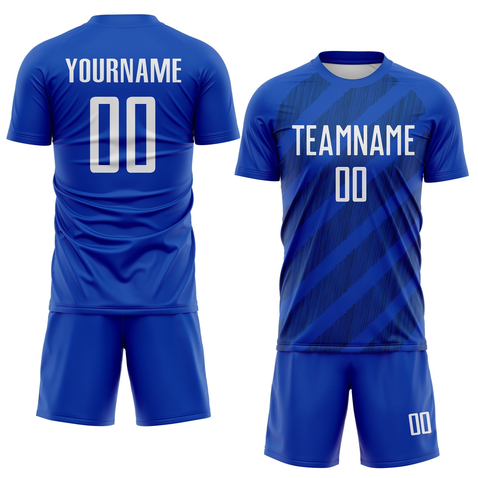 Custom Thunder Blue White-US Navy Blue Diagonal Stripes Sublimation Soccer Uniform Jersey view 2